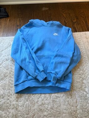 Nike Blue Hooded Pullover with White Swoosh